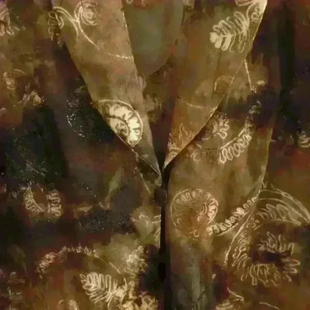 MARSELLIS COLLECTIONS |  Women's Vintage Brown/BlackButton Up Sheer Card… - Picture 2 of 4